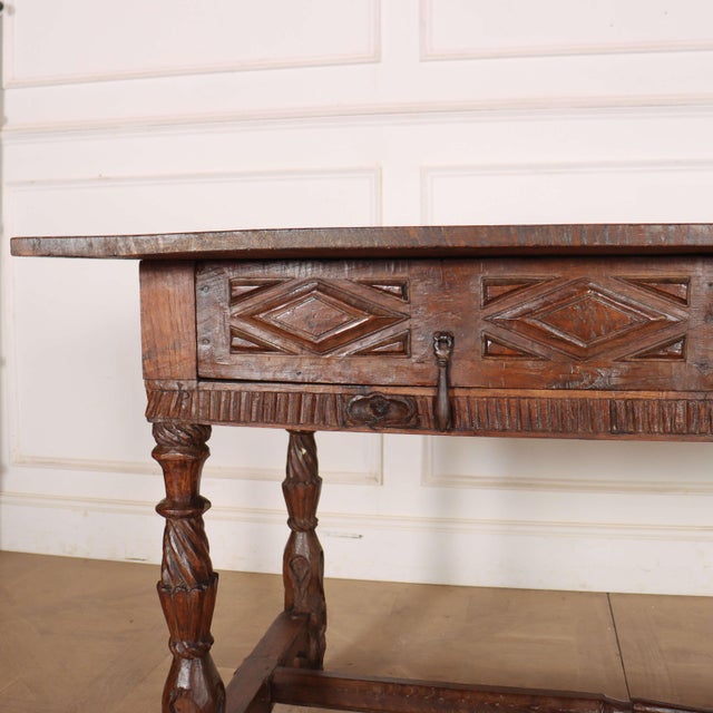 Portuguese Desk in Carved Chestnut For Sale - Image 5 of 18