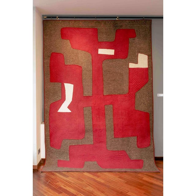 Hand-felted world as tent rug in wool by dinodo studio designed by firouz farmanfarmaian limited edition of 5 dimensions:...