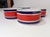 1960s Set of Four Vintage Italian Red, White and Blue Striped Ceramic Bowls by Mancioli For Sale - Image 5 of 14