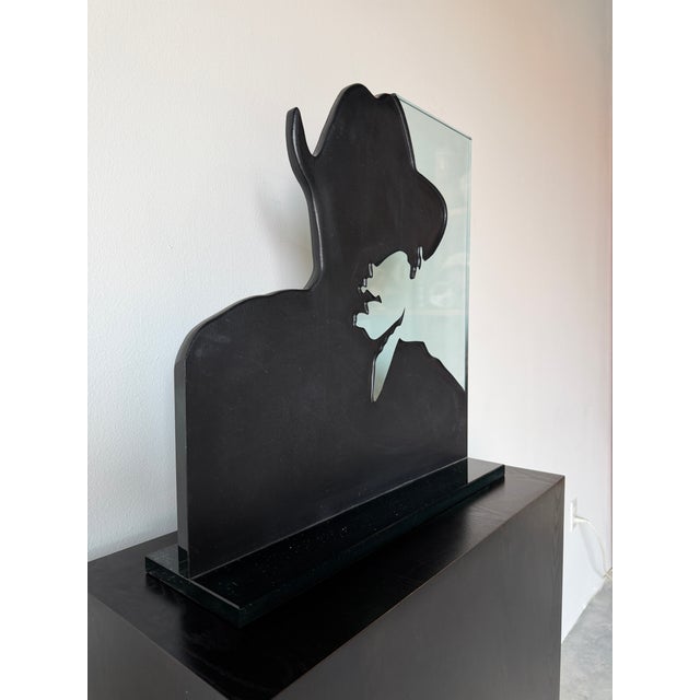 Black 1990's Vintage Robert's for Ancoa Cowboy Art Glass Sculpture For Sale - Image 8 of 15