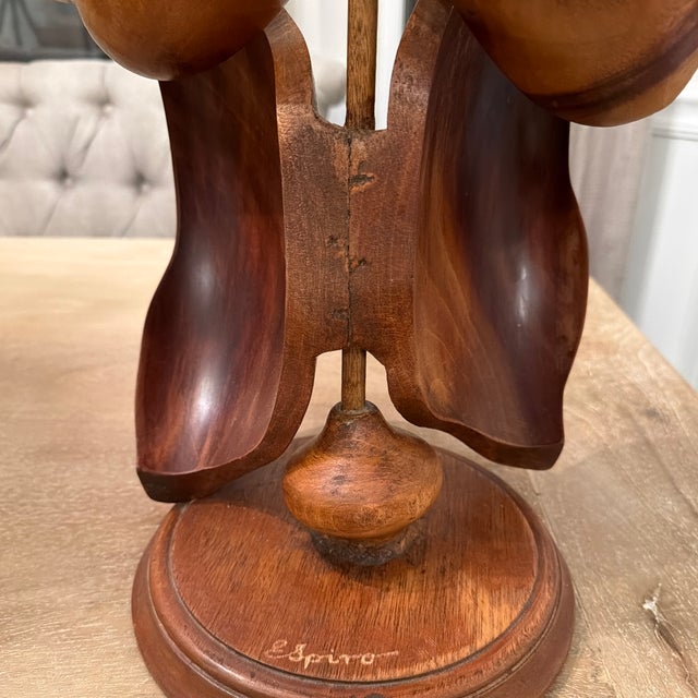 Vintage Mid-Century Modern Edmund Spiro Carved Wood Sculpture Signed Biomorphic Art For Sale In New York - Image 6 of 12