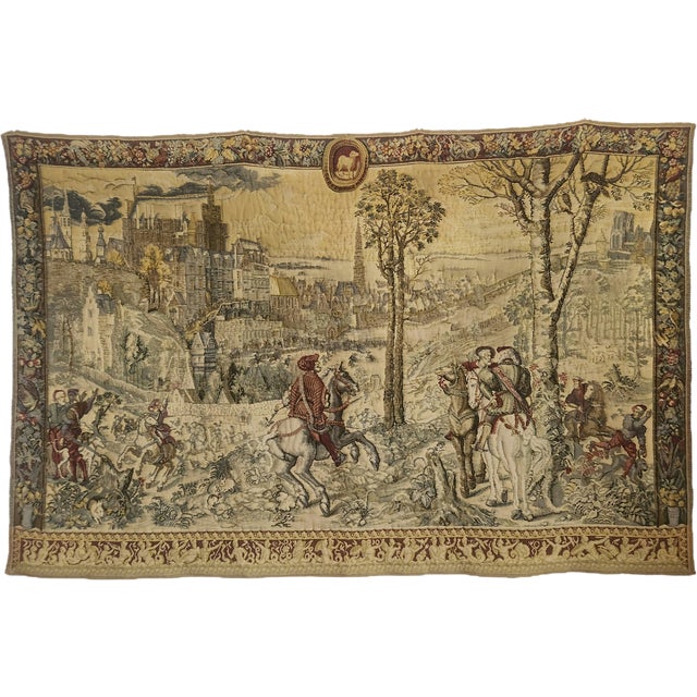 Rococo Medieval Hunts of Maximilian Wool Tapestry, Brussels, 1960s For Sale - Image 3 of 18