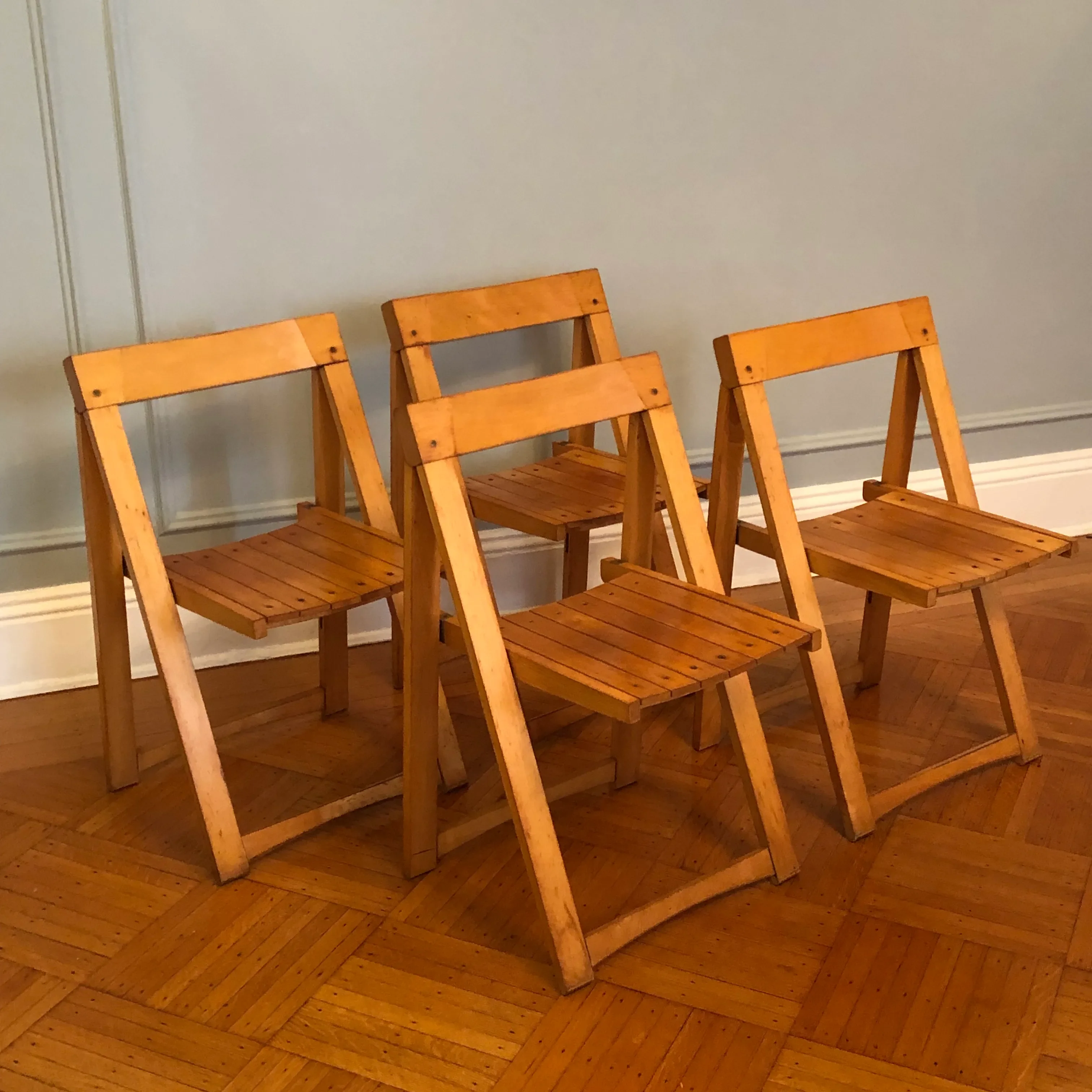 Aldo Jacober for Alberto Bazzani Wood Folding Chairs - Set of Four