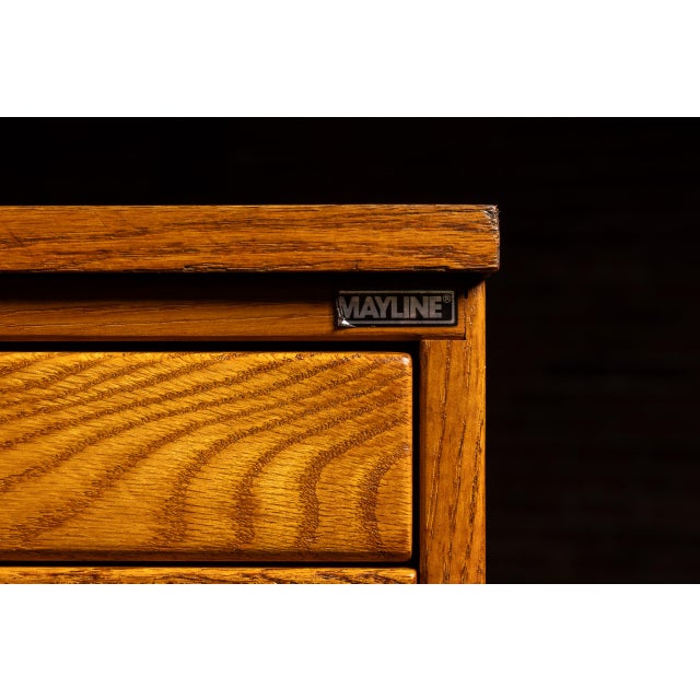 Wood Pair of Mid-Century Mayline Oak Architectural Flat File Cabinets For Sale - Image 7 of 11