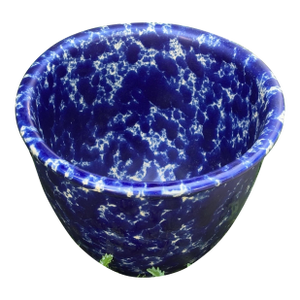 1992 Planter Signed Studio Art Pottery Cobalt Blue Sponge-Ware