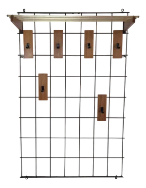 Mid-Century Wire and Teak Wall Wardrobe with Coat Rack, Germany, 1960s