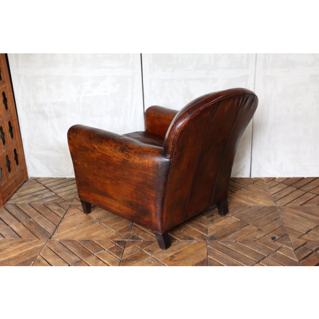 1980s Vintage Leather Club Chair With Ottoman, Circa 1980s For Sale - Image 5 of 18