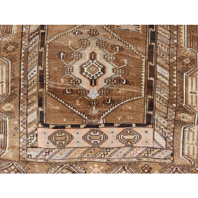 Vintage Hand-Knotted Turkish Kars Galley Rug in Wool With Medallion Design 4'6 X 11'5 For Sale - Image 11 of 13