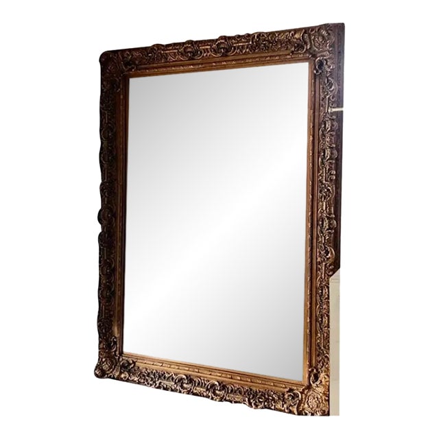 Vintage Gilt Baroque 7 Ft Framed Mirror For Sale