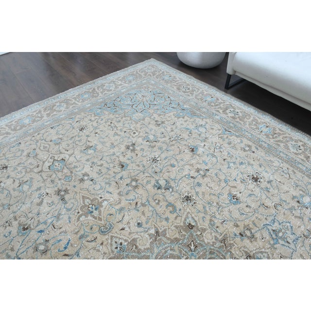 1970s Vintage Persian Handmade Wool Cotton Brow Area Rug For Sale - Image 4 of 11