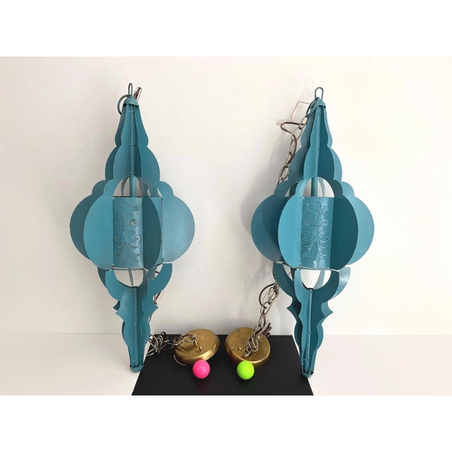 Modern Pierced Moroccan Pendant Lights, Pair For Sale - Image 11 of 18
