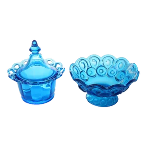 Midcentury Bright Blue Candy Dishes 2Pcs