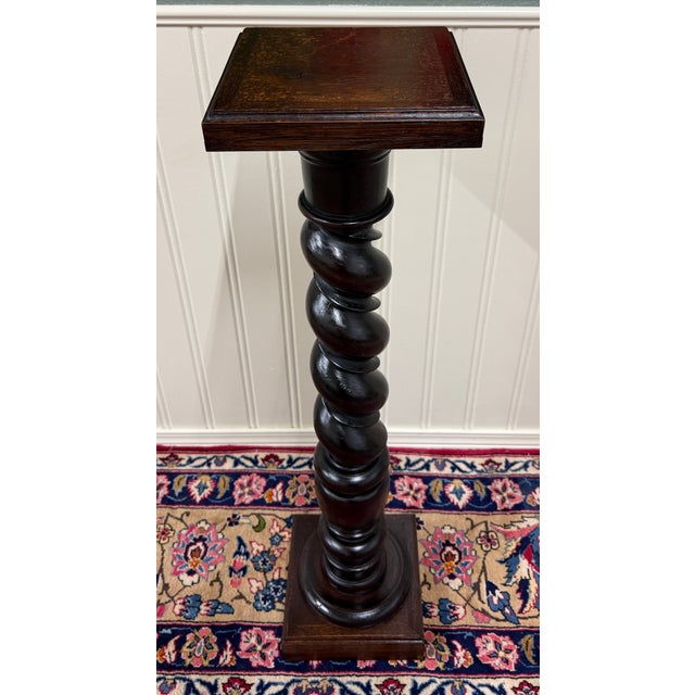Antique French Louis XIII Barley Twist Pedestal Plant Stand Oak 42" T For Sale - Image 4 of 18