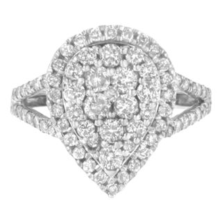 .925 Sterling Silver Diamond Cluster Ring (1 1/2 Cttw, H-I Color, I1-I2 Clarity) - Size 7 For Sale