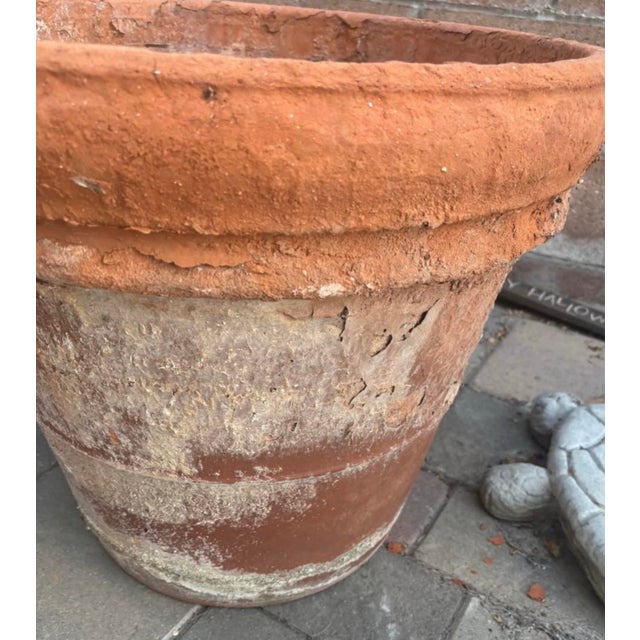 Large Vintage Italian Style Terracotta Garden Planter With Aged Patina For Sale - Image 4 of 10