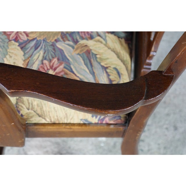Antique Chippendale Style Interlaced Back Mahogany Armchair Dining Desk Chair For Sale - Image 15 of 18
