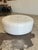 Vintage Oversized White Leather Moroccan Pouf Ottoman For Sale - Image 4 of 5