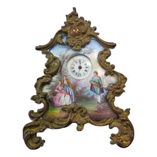 Austrian Enamel Miniature Clock Antique For Sale