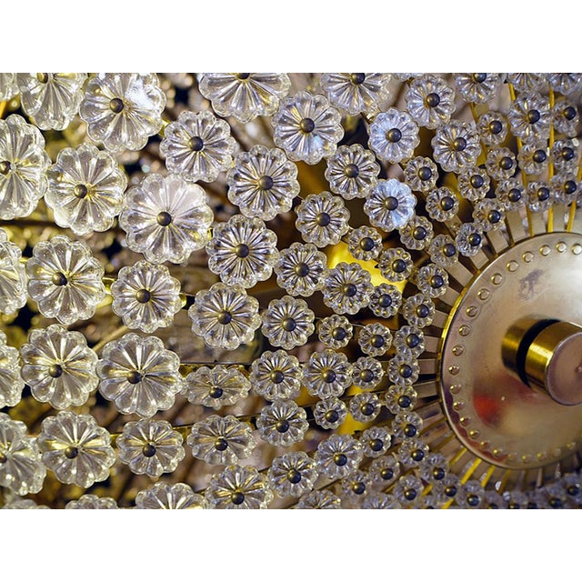 Metal Large Mid-Century German Glass and Brass Sunburst Flush Mount by H. Richter, 1950s For Sale - Image 7 of 14