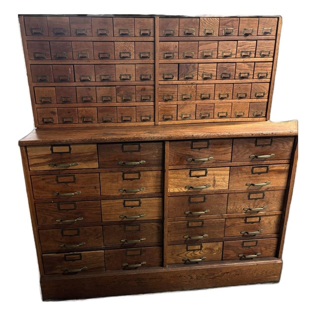Antique Oak Hardware Cabinet For Sale