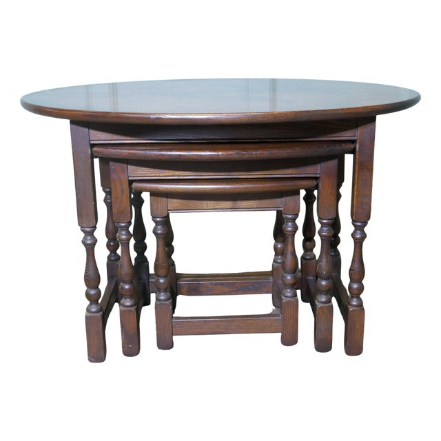 Oval Nest of Tables in Oak by Charm, 1940s, Set of 3 For Sale