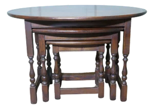 Oval Nest of Tables in Oak by Charm, 1940s, Set of 3