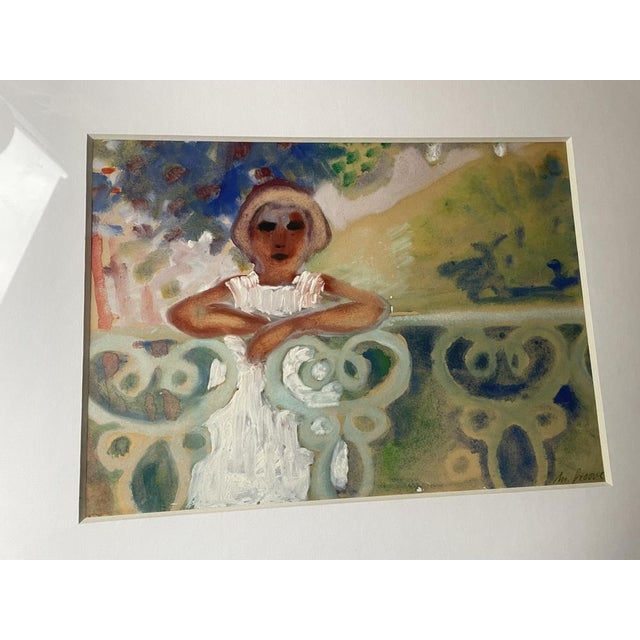 Marga Groove-Marcovic, Girl at the Balustrade, Original Watercolor For Sale - Image 8 of 17