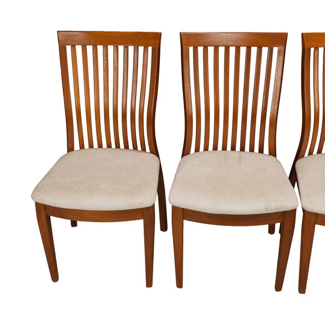 Set of 4 Benny Linden Solid Teak Slat Back Dining Chairs Mid Century Modern Scandinavian For Sale In Tampa - Image 6 of 17