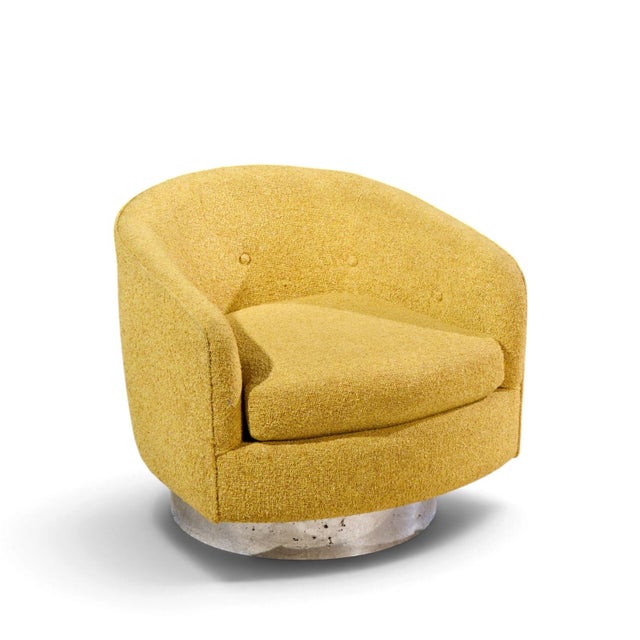 Milo Baughman for Thayer Coggin Roxy Mid Century Chrome Barrel Swivel Lounge Chairs - Pair For Sale - Image 12 of 12