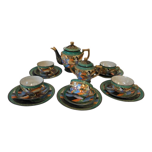 Vintage Japanese Satsuma Hand Painted 17 Pieces Tea Set Chairish