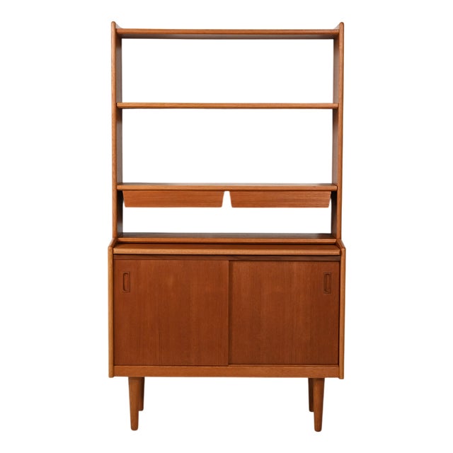 Scandinavian Teak Bookcase with Suspended Drawers, 1950s For Sale