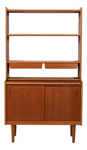 Scandinavian Teak Bookcase with Suspended Drawers, 1950s
