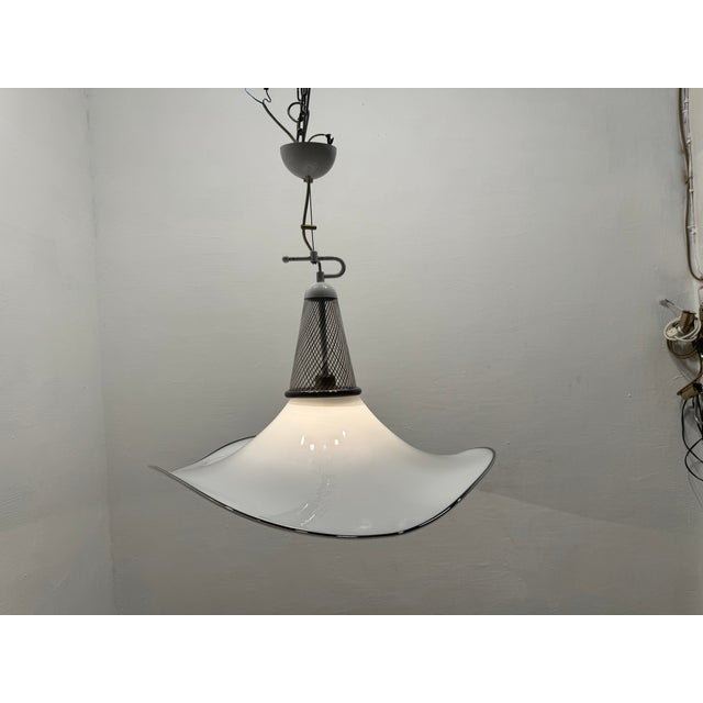 Large Black and White Murano Glass Pendant, 1970s For Sale - Image 6 of 13