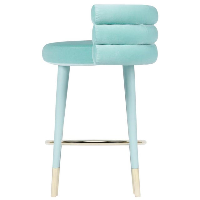 Marshmallow bar stool, Royal stranger Dimensions: 100 x 70 x 60 cm Materials: Velvet upholstery, brass Available in: Mint...