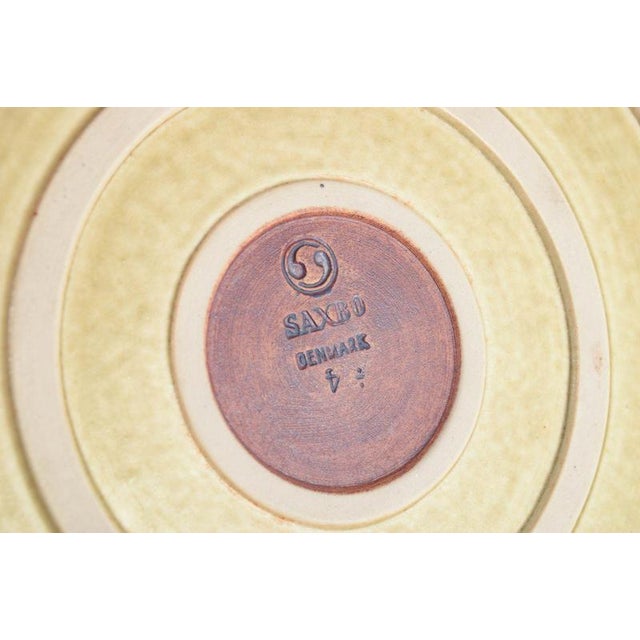 Large Stoneware Dish with Green Glaze from Saxbo For Sale - Image 4 of 5
