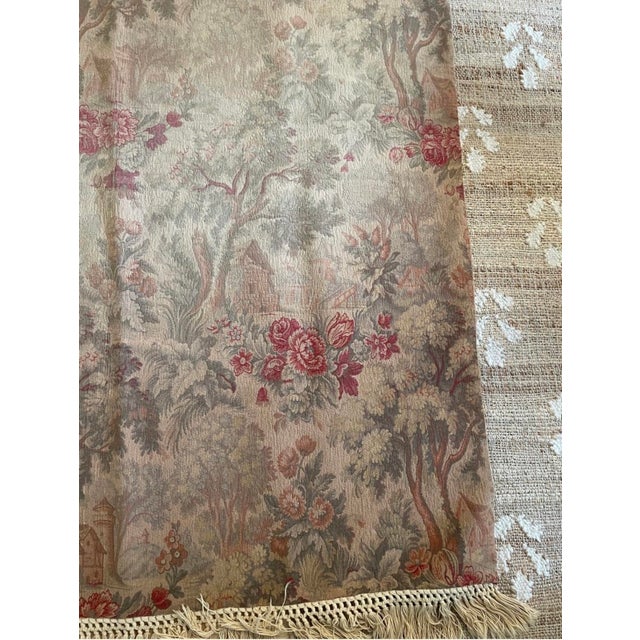 Textile Vintage Wall Hanging Vintage French Woven Garden Floral Scene Tapestry For Sale - Image 7 of 12