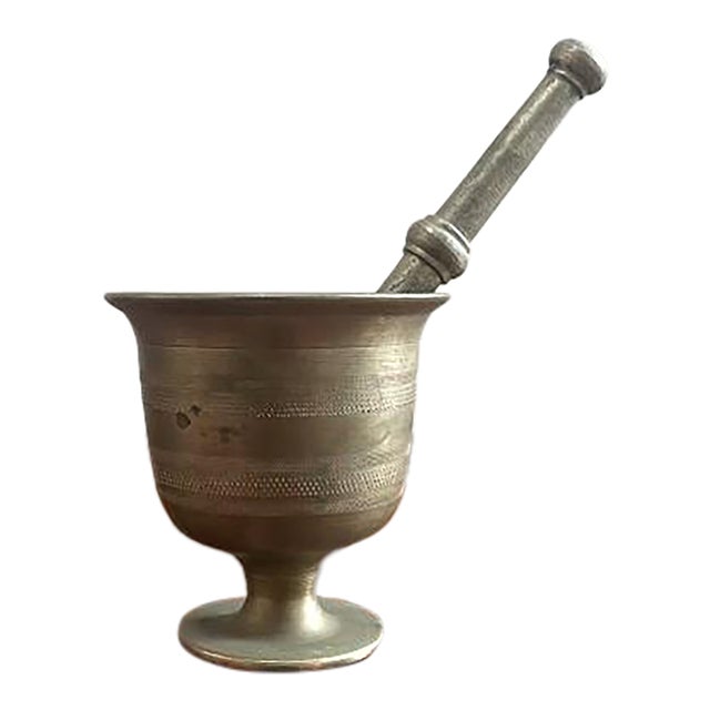 Vintage Brass Mortar and Pestle For Sale