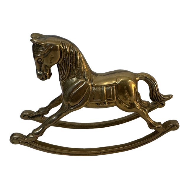 Vintage Mid-Century Brass Rocking Horse Figurine For Sale