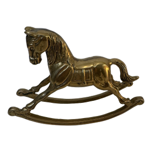 Vintage Mid-Century Brass Rocking Horse Figurine
