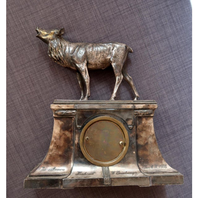 Antique Metal Deer Clock - Decorative Vintage Timepiece For Sale - Image 11 of 14