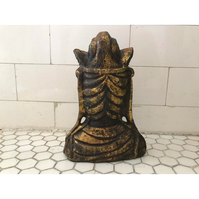 Gold Gold Leaf Metal Buddha Head For Sale - Image 8 of 11