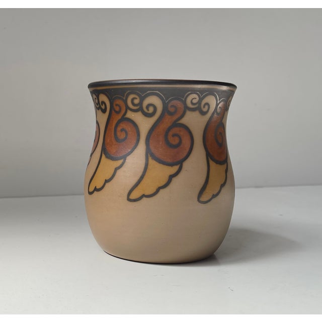 Beige Art Deco Ceramic Vase with Hand-Painted Snails by L. Hjorth, 1940s For Sale - Image 8 of 8