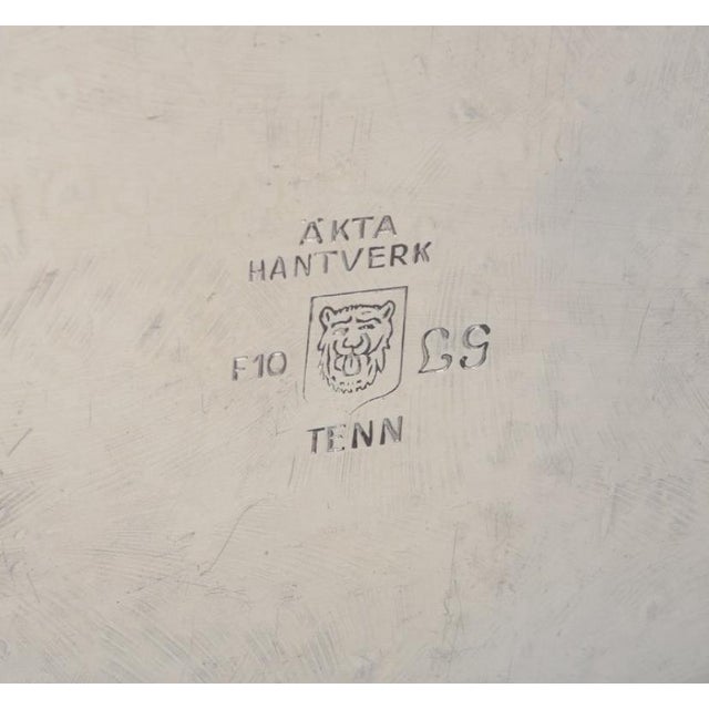 Metal Swedish Hammered Modernist Tin Tray by Lars Göransson, 1978 For Sale - Image 7 of 8