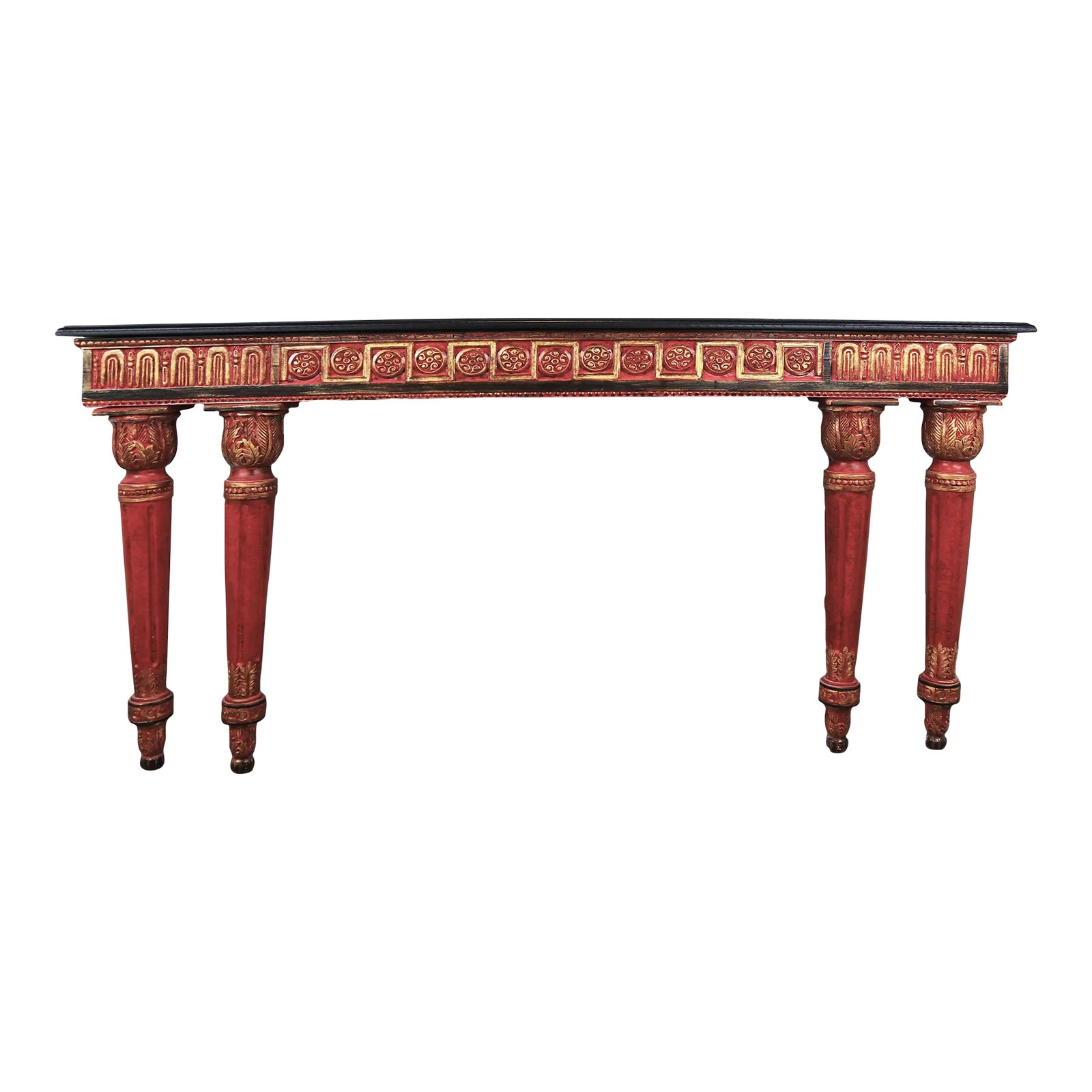 Vintage Hand-Carved English Style Console Table | Chairish