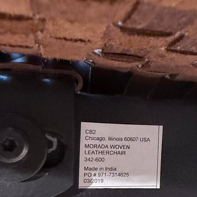 CB2 Cb2 Morada Leather Weave Accent Chair For Sale - Image 4 of 4