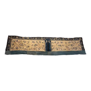 19th Century Chinese Blue Silk Embroidered Chinoiserie Panel