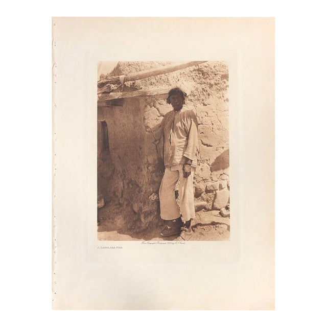 Edward S. Curtis "A Santa Ana Man" Original Vintage Photogravure on Japon Vellum, 1925, Cardozo Collection For Sale