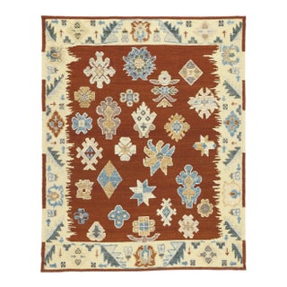 High-Low Textured Oushak Rug - 08'04 X 10'05 For Sale