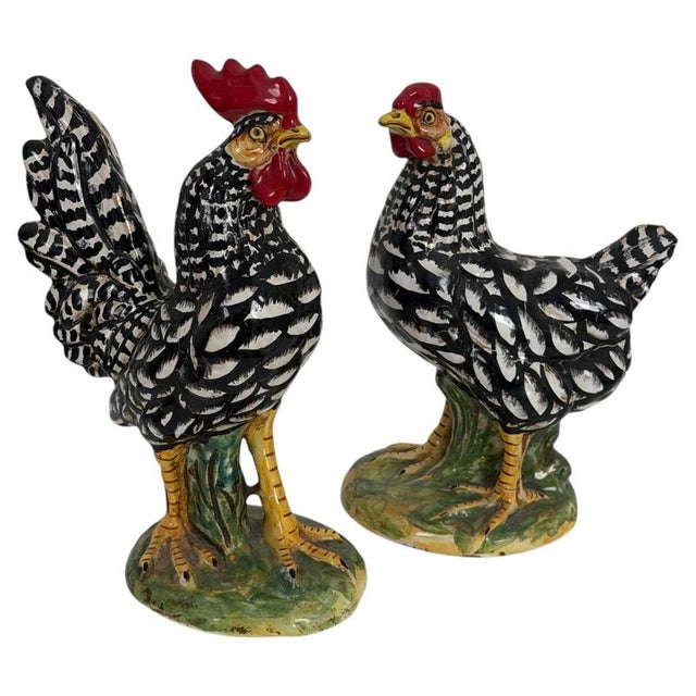 Mid-Century Modern Italian Farmhouse Pottery Chickens, 1960s, Set of 2 For Sale - Image 14 of 14