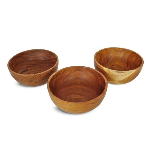Simple Teak Wood Bowl For Sale - Image 4 of 7